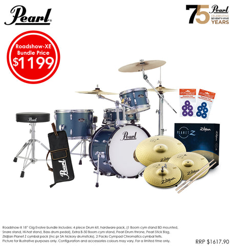 Pearl RS Roadshow-X 18 4 Piece Gig Package - Aqua Blue Glitter