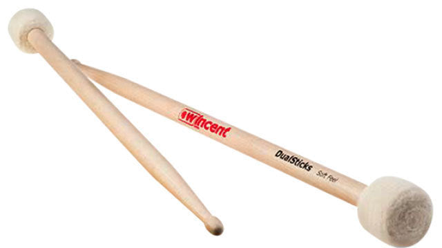 Wincent Dual Sticks Cymbal Mallet Combination Hickory Wood Tip Drum St