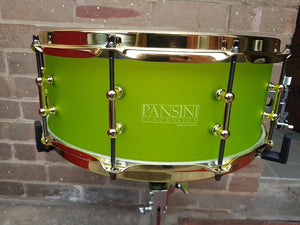 Pansini Percussion 14 by 5.5 inch Snare Drum - Citrus Green Satin Ice