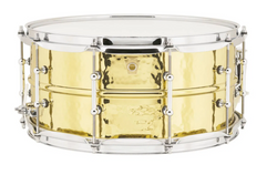 Ludwig L1Lb422Bkt Hammered Brass - 6.5 by 14 inch Tube Lugs P85 Throw Off Snare Drum