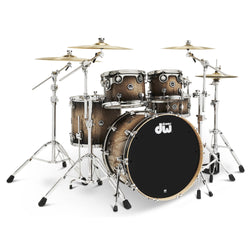 DW DWe 5-piece Shell Pack & Cymbal Bundle Curly Maple Burst (DEKTEX05TACMBC), Front Photo