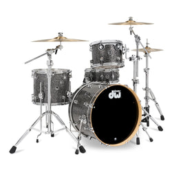 DW DWe 4pc Shell Pack, Cymbal & Hardware Bundle Black Galaxy (DEKTFP04TA070CP), Front Photo