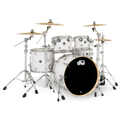 DW DWe 5pc Shell Pack, Cymbal & Hardware Bundle White Marine Pearl (DEKTFP05TAWMCP), Front Photo