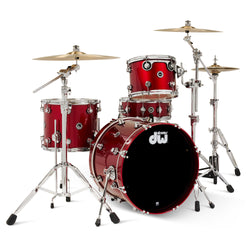 DW DWe 4pc Shell Pack & Cymbal Bundle Black Cherry Metallic Lacquer (DEKTLC04TABCMC), Front Photo