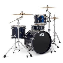 DW DWe 4pc Shell Pack & Cymbal Bundle Midnight Blue Metallic Lacquer (DEKTLC04TAMBMC), Front Photo