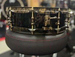 Pansini 14x4 Maple Snare Drum Black Sparkle with Gold Spiderweb