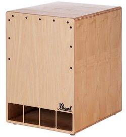 Pearl Elite Series Dub Bass Cajon Front Side Angle Soundhole