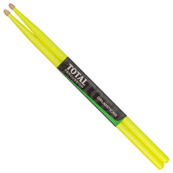 Total Percussion 5A Drumsticks - Wood Tip - Fluoro Yellow