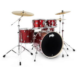 PDP Mainstage 5-Piece Complete Drum Set with Hardware and Cymbals - Twisted Cherry front side angle 1