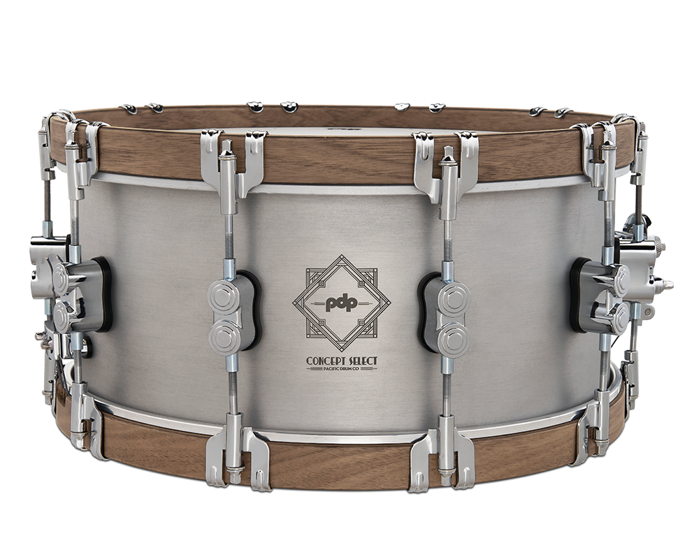 PDP Concept Select 3mm Seamless Aluminium with Walnut Wood Hoops & Chr