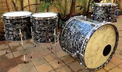 Pansini Percussion Drum Kit in hand painted Black spiderweb acrylic