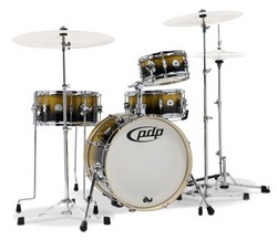 PDP by DW Daru Jones New Yorker Compact Drum Kit with Hardware Yellow/Black Sparkle Fade